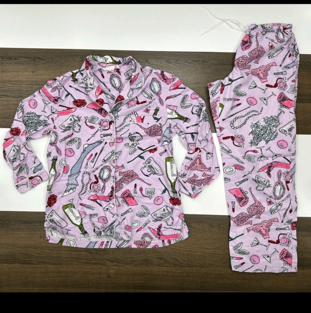 Victorias Secret Bundle Pink Night Shirt Top Jams Pant - Picture 7 of 8